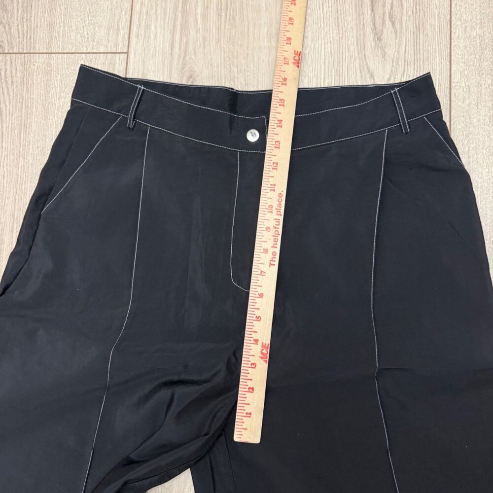 Reclaimed Vintage Unisex Wide Leg Pants L /US 8 Black High Waist Contrast Stitch - Picture 7 of 10